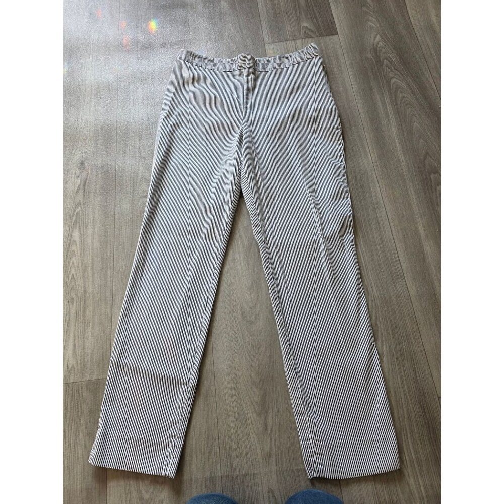 Chatham Ankle Womens Striped Pants Size 8 10 Black & White Cotton Blend